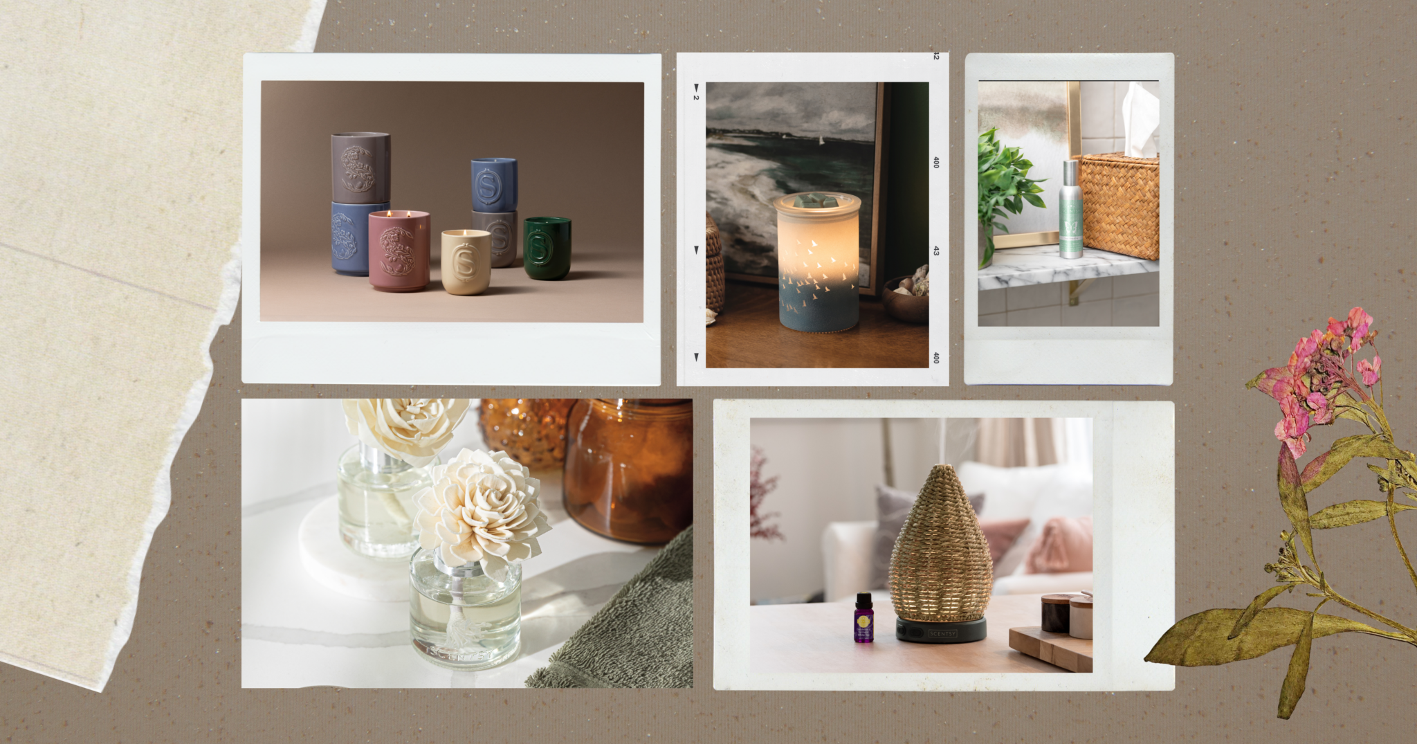 Various diffusers and warmers demonstrating a comprehensive scent layering guide.