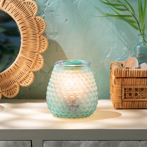 Scentsy Bubble Blue Wax Warmer | Vintage Satin Glass