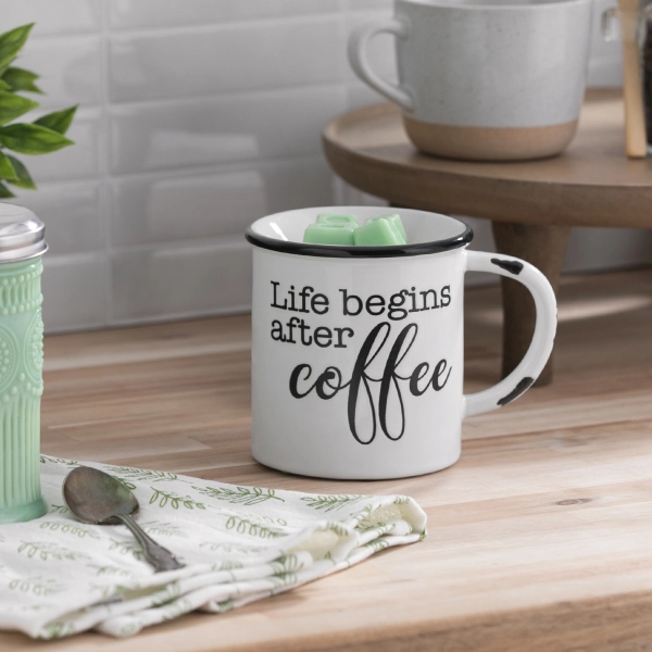 >Scentsy But First Coffee Wax Warmer | Rustic Coffee Cup