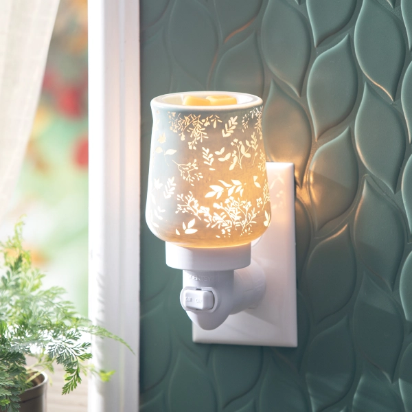 Scentsy Sage Advice Mini Wax Warmer | Sandblasted Botanical Glass Artistry